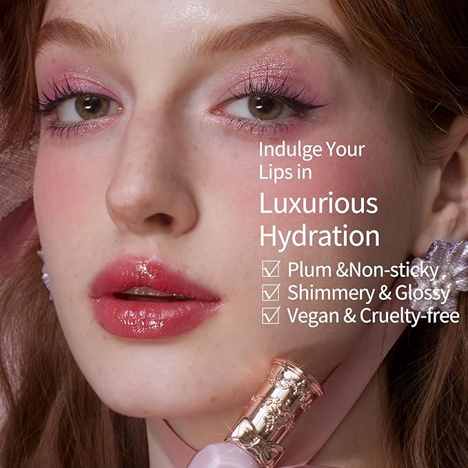 Flower Knows Violet Strawberry Rococo Glitter Lip Gloss G02+Strawberry Rococo Embossed Blush G01