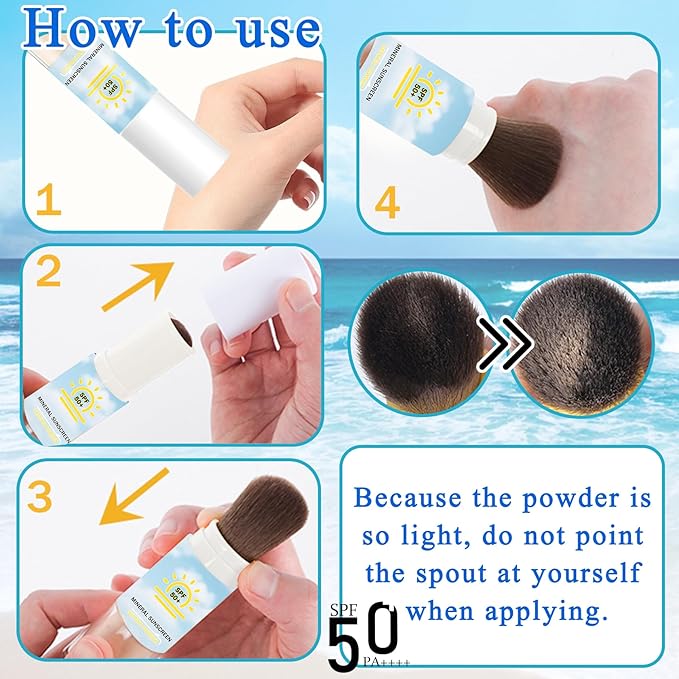 Sunscreen Setting Powder SPF 50+ PA++++,Oil Control Brush On Powder Sunscreen Makeup,Breathable Long Lasting Mineral Loose Powder,Lightweight Flawless Concealer for All Skin Types