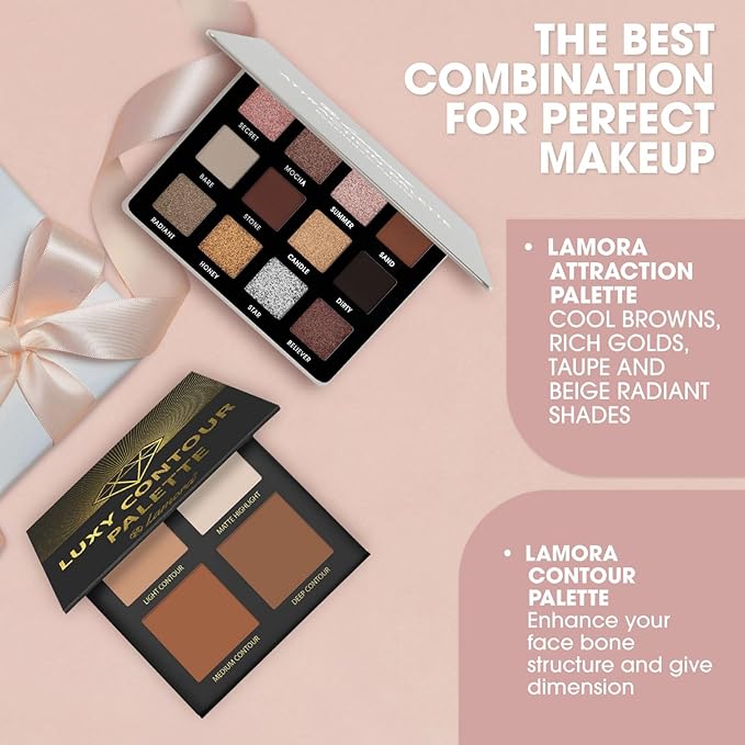 Lamora Attraction Smokey Eyeshadow Palette with Powder Contour Palette