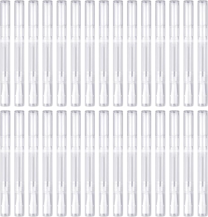 Awpeye 30Pack 3ML Transparent Twist Pens, Empty Nail Oil Pen Brush Cosmetic Lip Gloss Container Applicators