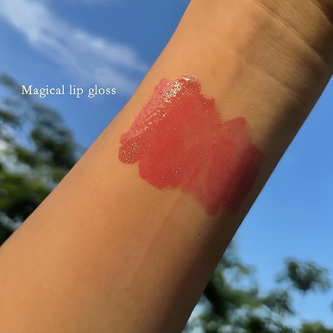 Changing Lip Gloss Non-sticky Moisturizing Lip Oil Gloss Nourishing Shiny Glossy Lipgloss for Lip Care and Dry Lip with Big Brush