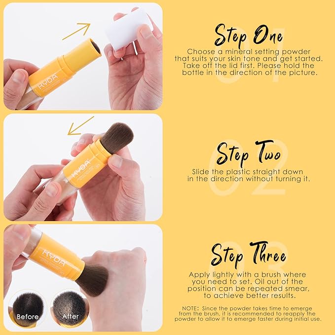 KYDA Mineral Sunscreen Setting Powder, SPF 35, Medium, Mineral Brush Powder, Oil Control Natural Matte Finish, Lasting Lightweight Breathable, for All Skin