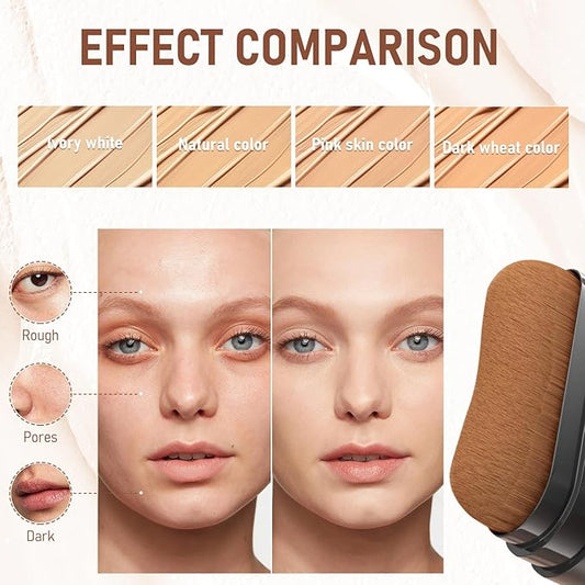 Flawless Eraser Foundation Stick,Korean Hydrating Lightweight Foundation Stick with Brush,Multi-Use Foundation Stick Makeup, Waterproof Thin and Cover Blemishes for All Skin Types (pink velvet, 03)