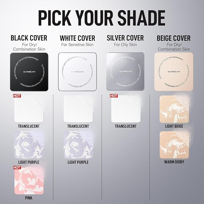Black Magnet Soft Focus Powder, Waterproof Translucent Pressed Setting Powder, 24H Longlasting Talc-Free Face Powder, Oil Control Compact Makeup,02 Translucent For Oily Skin, 0.28Oz
