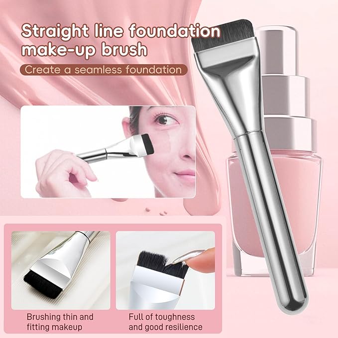 Makeup Mixing Palette with Foundation Brush and Spatula, Stainless Steel Makeup Palette Tray Mixer Nail Art Mixing Tray