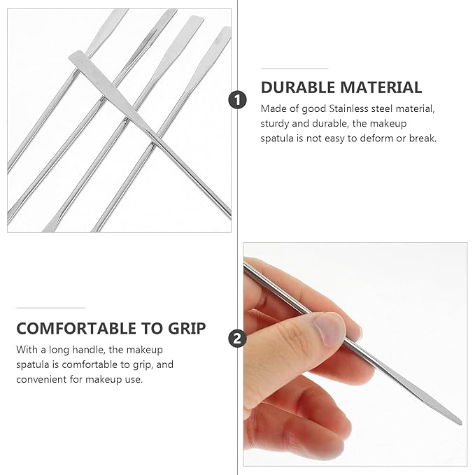 6 Pcs Stainless Steel Makeup Spatula Stir Tool Double Head Cosmetics Palettes Makeup Mixer