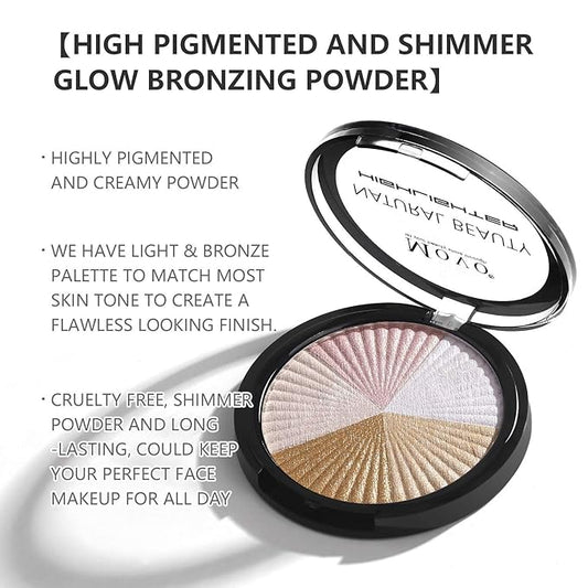 Move Highlighter Powder Makeup Palette 5 Colors Shimmer Glitter Highlighter Palette High Pigment Face Illuminator Makeup Set(Light)