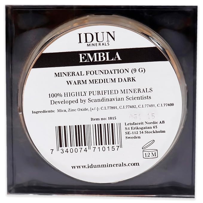 Mineral Powder Foundation - Longwear, Lightweight, Smooth Powder Formula - Blurring, Skin-Perfecting Finish - Vegan and Cruelty Free Formula - 015 Embla - 0.25 oz