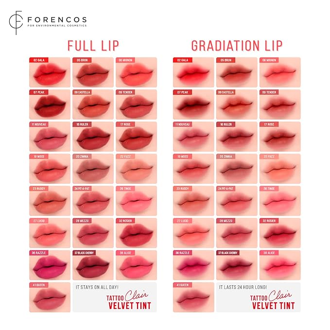 FORENCOS Long Lasting Waterproof Lip Stain Liquid Lipstick, Velvet Matte, Longwear, High Pigmentation, Tattoo Lips, Weightless, Smudge-proof, Non-Sticky, Korean Lip Tint Stain Makeup (27 Lucid)