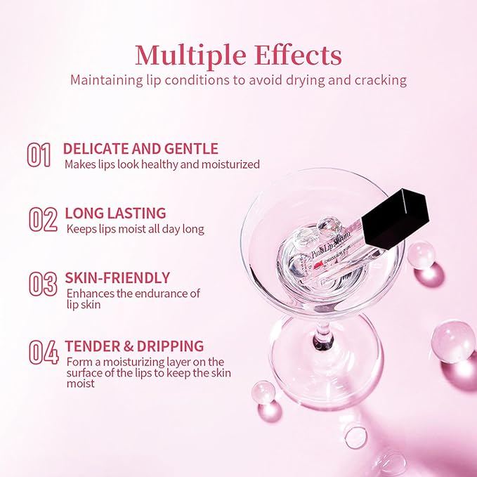 Lip Serum, Moisturizing Hydrating, Long Lasting Revitalizing, Lip Serum Oil with Organic Matter, Lightweight Texture, for Youthful and Radiant Look, Makeup Cosmetic