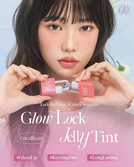CORLAHAZE Glow Lock Jelly Tint 110 Chilling 4g, Hydrating Jelly Glow Lip Stain, High-Shine, Long-Lasting Color Moisturizing Lip Enhancer with Rosehip Oil, Collectible Lock-Shaped Design, Korean Makeup