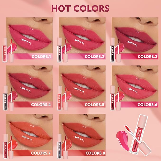 Water Lip Tint Stain, Long-Lasting Lip Tint for All-Day Wear, Moisturizing, Weightless and Non-sticky (06)