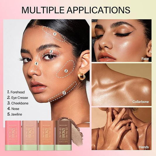 Multi-Use Makeup Bronzer Stick, On-the-Go Glow Bronze Tinted Moisture Stick, Hydrating Solid Moisturizer with Bronze Tint, Natural Bronzed Glow, Blends Effortlessly, for Eyes, Cheeks & Body