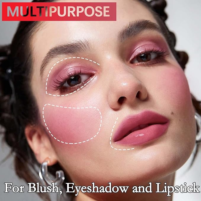 2 Pcs Liquid Blush, Long-lasting Liquid Blush for Cheeks and Eyes, High-pigment Color Lightweight Glowy Natural Facial Contouring