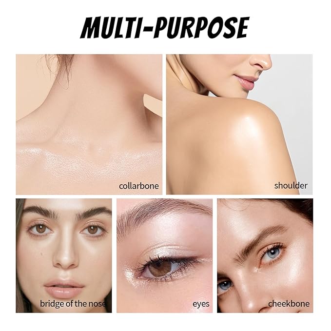 Clear Highlighter Stick for Glass Skin, Dewy Finish Radiance Balm Hydrating Reflective Natural Shimmer Illuminator Stick, Multi-Use Lightweight Creamy Face Highlighter Korean Makeup#01