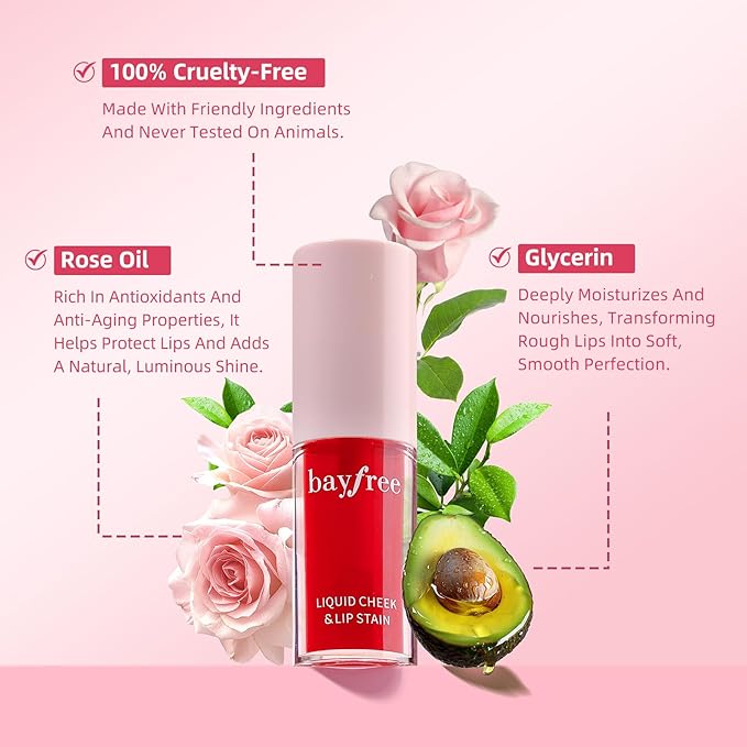 Liquid Cheek & Lip Stain, Korean Lip Tint with Moisturizing & Weightless, Non-Sticky, Long-Lasting, Kiss-proof, All Long-wearing, Vegan Makeup (Honey Peach)