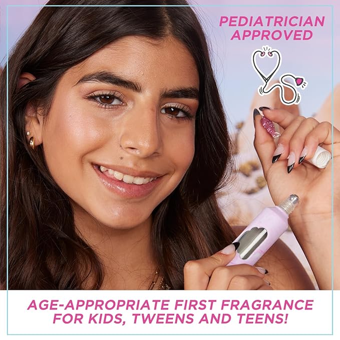 Petite 'N Pretty Cloud Mine Lip Gloss & Rollerball Perfume Gift Set - Makeup for Kids, Tweens, Teens - Light Shimmer & Sweet Scent, Made in the USA