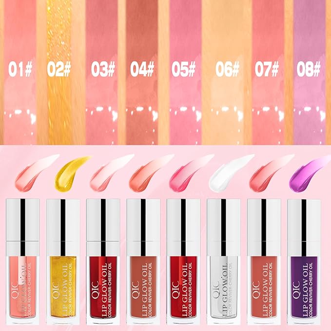 Hydrating Lip Glow Oil - Tinted Plumping Lip Gloss Long-Lasting Moisturizing Cherry Oil Lip Stain Transparent Nourishing Lip Care (Coral Red)