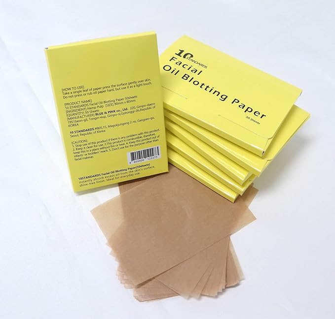Natural Hemp Oil Control Paper, Blotting Paper , Absorbing Sheets for Oily Skin Care (size 3.5In x 2.4In) 50 Sheets x 6 (300 Sheets),Made in Korea, AJ12
