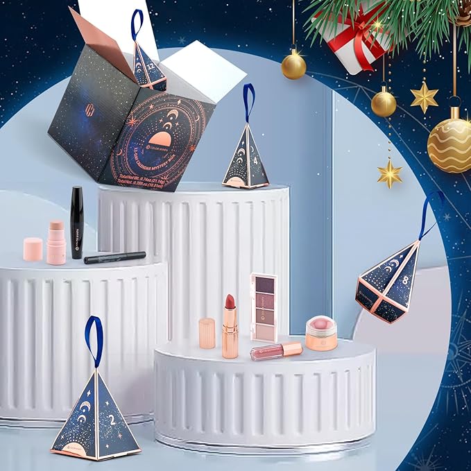 Color Nymph Makeup Kit Mystery Boxes, 12PCS Makeup Sets For Christmas Tree Decors, Xmas Gift Makeup Set For Teens Girls Cosmetic Sets Blind Box Includ Eyeshadows Lipstick Mascara Tools etc - Blue