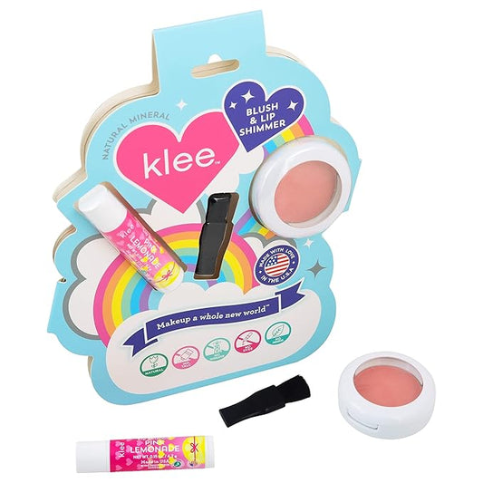 Luna Star Klee Blush and Lip Shimmer Makeup Kit. Gentle and Non-Toxic. Kid-Friendly. Made in USA. (Honey Pink Buzz)