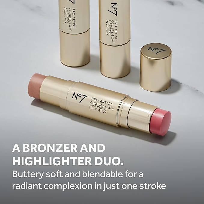 No7 Pro Artist Bronze & Glow Duo - Soft Glow Cream Bronzer (Deep) + Bronze & Glow Multistick (Deep Bronze/Golden Glow) – Radiant, Sun-Kissed Finish
