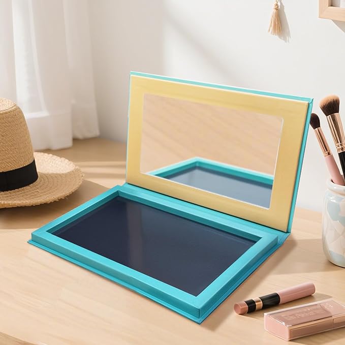 Magnetic Makeup Palette DIY Empty Eyeshadow Lipstick Palette with Mirror 3D Finish Surface Paper Makeup Organizer (Summer Day)