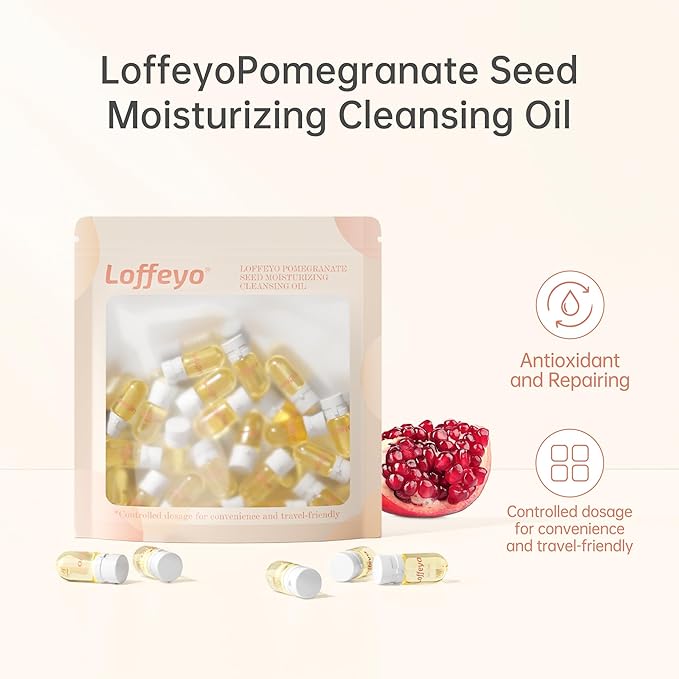Pomegranate Seed Moisturizing Cleansing Oil Makeup Remover, 20 Individually Mini Size Packaged Units, Travel Essential & Controlled Dosage