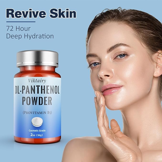 Pure DL-Panthenol Powder (2oz, 56g), Cosmetic Grade Provitamin B5 Powder for Hair Care, Skin Care, Nails Deep Mousturizer, Panthenol Cream, Hair Conditioner, Shampoo, Soap, Lotion