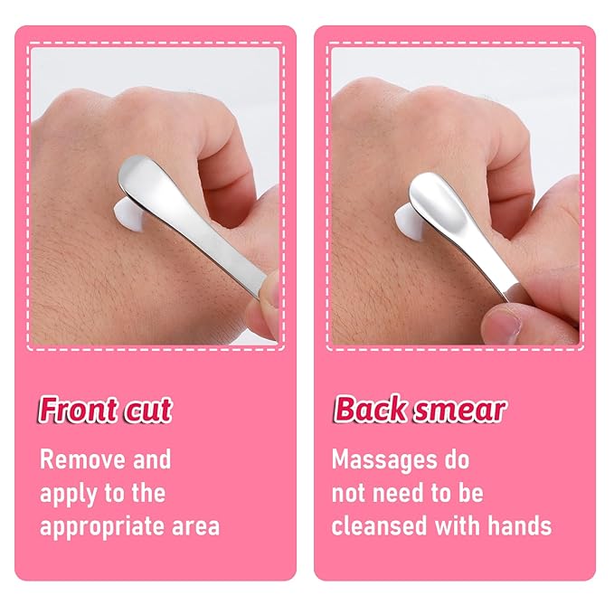 2Pcs Cosmetic Spatula, Mini Metal Cosmetic Spatulas, Makeup Spatulas Skincare Spatula Cream Spatula Beauty Accessories Mixing Sampling Lotions Moisturizers Accessories (Style B)