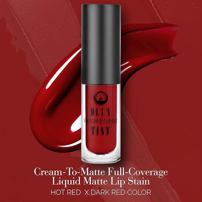 Cream-To-Matte Full-Coverage Liquid Matte Lip Stain, Lipstick, Long Lasting, Waterproof Cosmetics, Velvety Texture, Smudge-Resistant, Super Stay, Signature Intense Color 0.16 oz