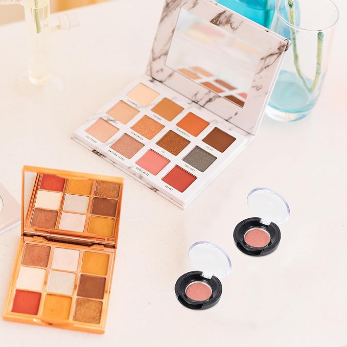 Round Eyeshadow Cases : 8pcs Empty Makeup Eyeshadow Box Travel Eyeshadow Boxes Round Compact Blushes Highlighters Eyeshadow Makeup Organizer Cosmetic Containers with Tin Liner