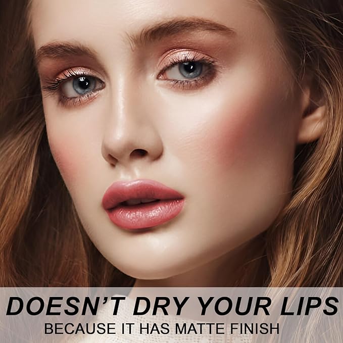 Matte Bullet Long Wear Lipstick - Vegan and Cruelty-Free - Smudge and Waterproof Matte Lipstick with Moisturizing Formula - All Day Comfort - (Rose Petal #12)