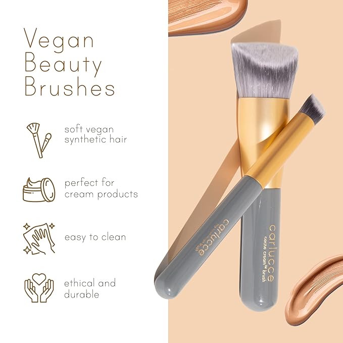 organic, natural, makeup Carlucce Beauty Duo - Umpteen 3-in-1 Cream Color Palette & Hush-Hush Contour Brush - High-Pigment Vegan & Cruelty-Free Makeup - Lips, Cheeks, Eye Base - Made in USA