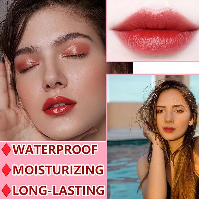 Lip Tint Stain Set,Mini Velvet Lip Tint Watery Lip Stain Long Lasting Waterproof Moisturizing Lip & Cheek Tint,Hydrating,Natural Glossy Liquid Lipstick Lip Gloss Kits for Women (set H)