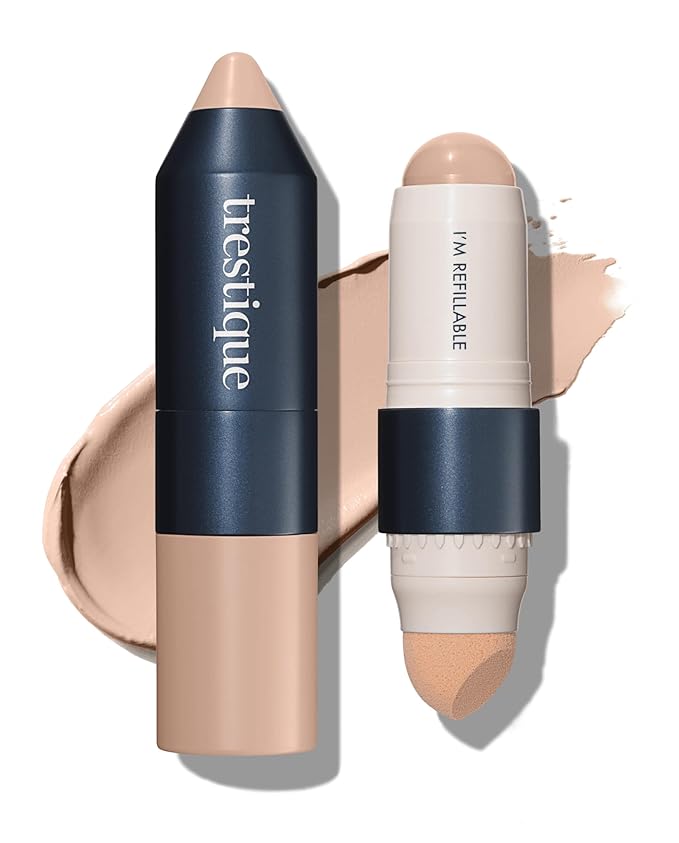 Trestique Foundation Stick - Refillable Face Stick With Built-In Sponge, Clean Beauty Medium Coverage, Sustainable Makeup