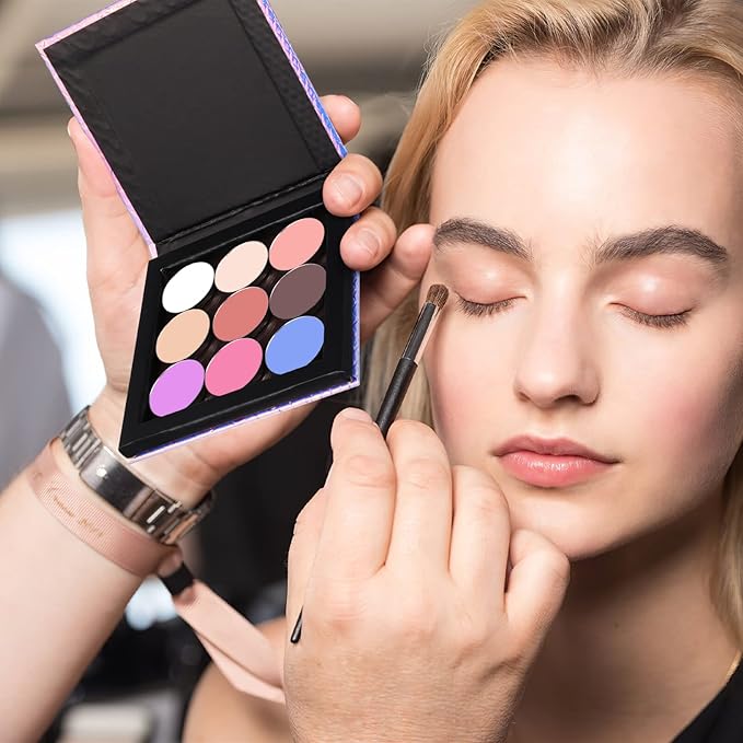 Beaupretty Empty Magnetic Palette Makeup Eyeshadow Palette with Round Metal Pans and Depotting Spatula Set for Eyeshadow Lipstick As Shown