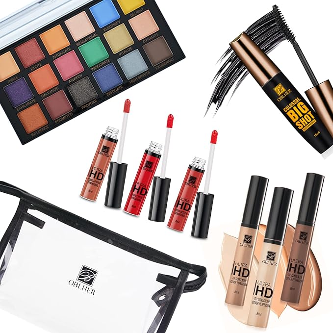 Makeup Kits Contour Palette Set Make Up Kit For Women Full Kit, Ultimate Foundation Combination - Foundation Blending Beauty Spong Cosmetic Bag Natural Makeup Gifts For Teenage Girls.