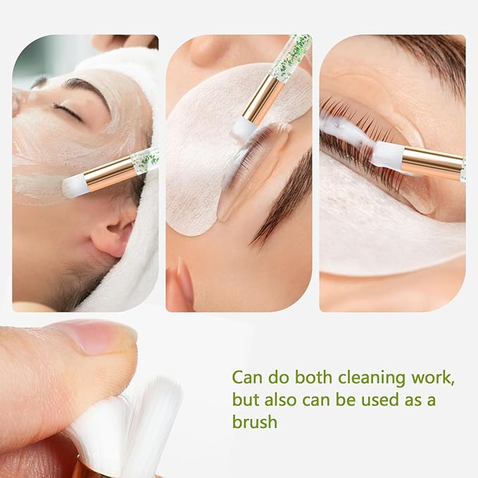 Buqikma Lash Shampoo 60ml - Lash Cleaning Kit Gentle Foam Eyelash Extension Cleanser USB Mini Lash Fan Rinse Bottle Mascara Brush Cleaning Brush Salon Lash Wash at Home Gift for Women Girls (Green)
