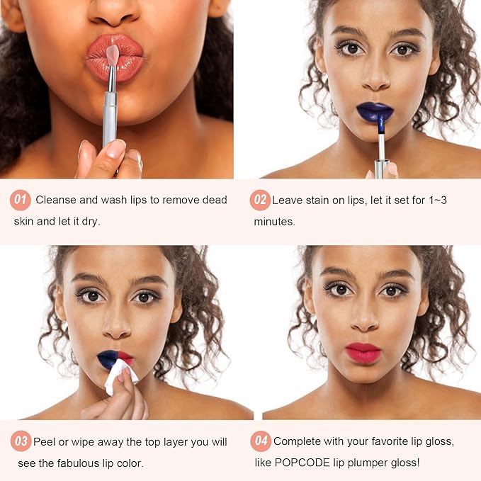 Peel Off Lip Stain - Long Lasting, Transfer Proof and Waterproof Tattoo Lip Tint, Matte Finish Lip Stain Peel Off, Infused with Vitamin E & Algin & Hydroxyacetophenone, #016 Cherry