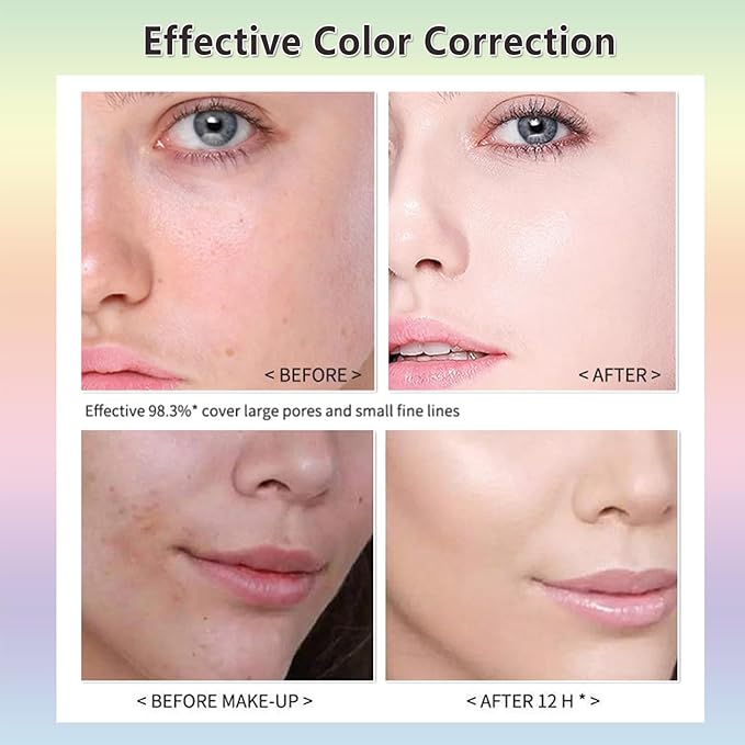 Firstfly Color Correcting Makeup Primer with SPF 50, Sunscreen 3 In 1 Moisturizer Isolation Cream, One Step Skin Tone Corrector for Dark Circles & Fine Lines, Makeup Brush Include