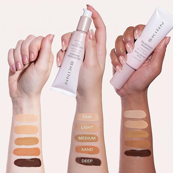 SKINN Enlightened Radiance 10-in-1 Tinted Sunscreen Broad Spectrum with SPF 30, (Sand) - Hydrating & Brightening Tinted Moisturizer for Face, Wrinkles & Fine Line - Lightweight Coverage Skin Tint