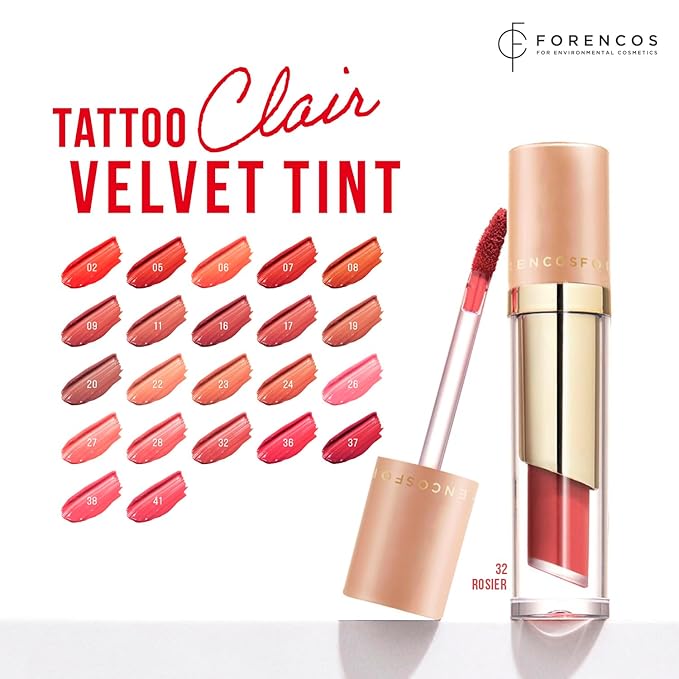 FORENCOS Long Lasting Waterproof Lip Stain Liquid Lipstick, Velvet Matte, Longwear, High Pigmentation, Tattoo Lips, Weightless, Smudge-proof, Non-Sticky, Korean Lip Tint Stain Makeup (32 Rosier)