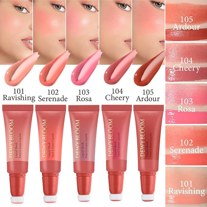 Cream Blush Wand, Milk Liquid Blush Contour Wand with Cushion Applicator, Smooth Natural Makeup Stick for Cheek, Lip, Eye - Lightweight, Easily Blendable - 101 Ravishing, Nude Pink