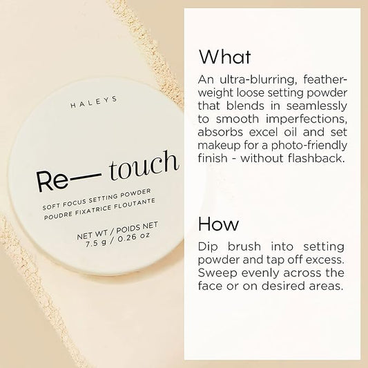 HALEYS Flawless Finish Set (Translucent Fair): Re-touch Soft Focus Loose Setting Powder, Skin Perfecting, Blurs, Smooths, No flashback, for All Skin Types and Tones,Streak-free, Perfect Blending