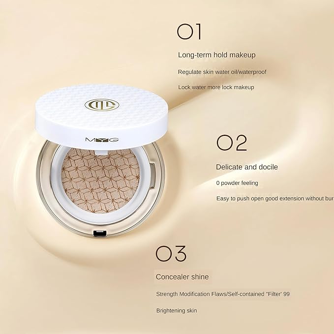 Meiyan Tang Lightweight Cushion Foundation BB Cream - Natural Coverage, Hydrating, Long-Lasting, Non-Drying, Waterproof, Anti-Sweat, Flawless Matte Finish, Unique Butterfly Puff Design
