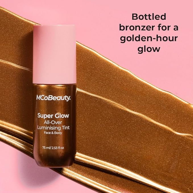 MCoBeauty Super Glow All-Over Luminising Tint - Bronze Skin Enhancer with Subtle Shimmer, Vegan, Cruelty Free Cosmetics