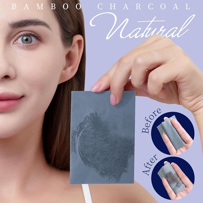 Teenitor 200 Counts Blotting Paper for Oily Skin, Face Oil Sheets with Bamboo Charcoal, Oil Blotting Sheets for Face Oil Absorbing Sheets for Face Men Women, Oil Control Film 3.93" x 2.75"