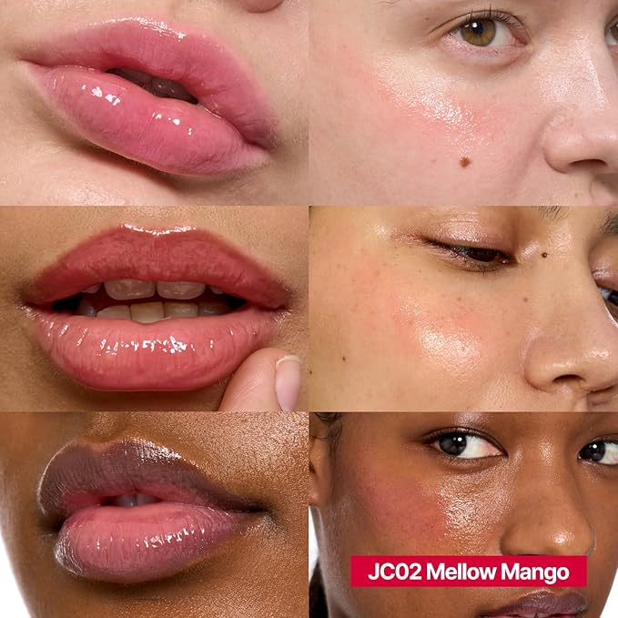 Glowy Jelly Pot + Keychain SET | Dewy Jelly Lip & Blush Color, Tinted Glow Jelly Balm, Dewy Buildable Finish – Mellow Mango (Natural Coral) | 0.14 oz