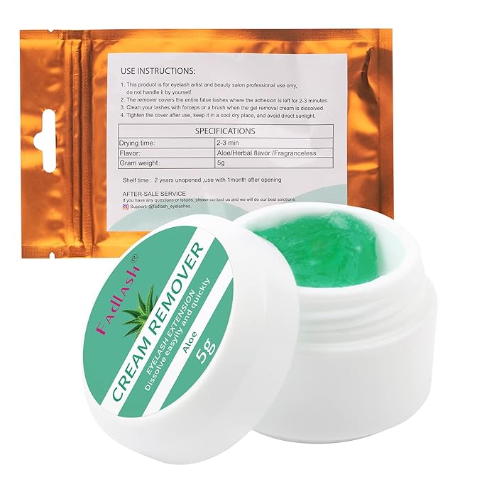 Lash Remover for Professional Eyelash Extensions Dissolves Powerful Cream Lash Remover Low Irritation Lash Extension Remover Eyelash Glue Remover for Salon 5g (Aloe)